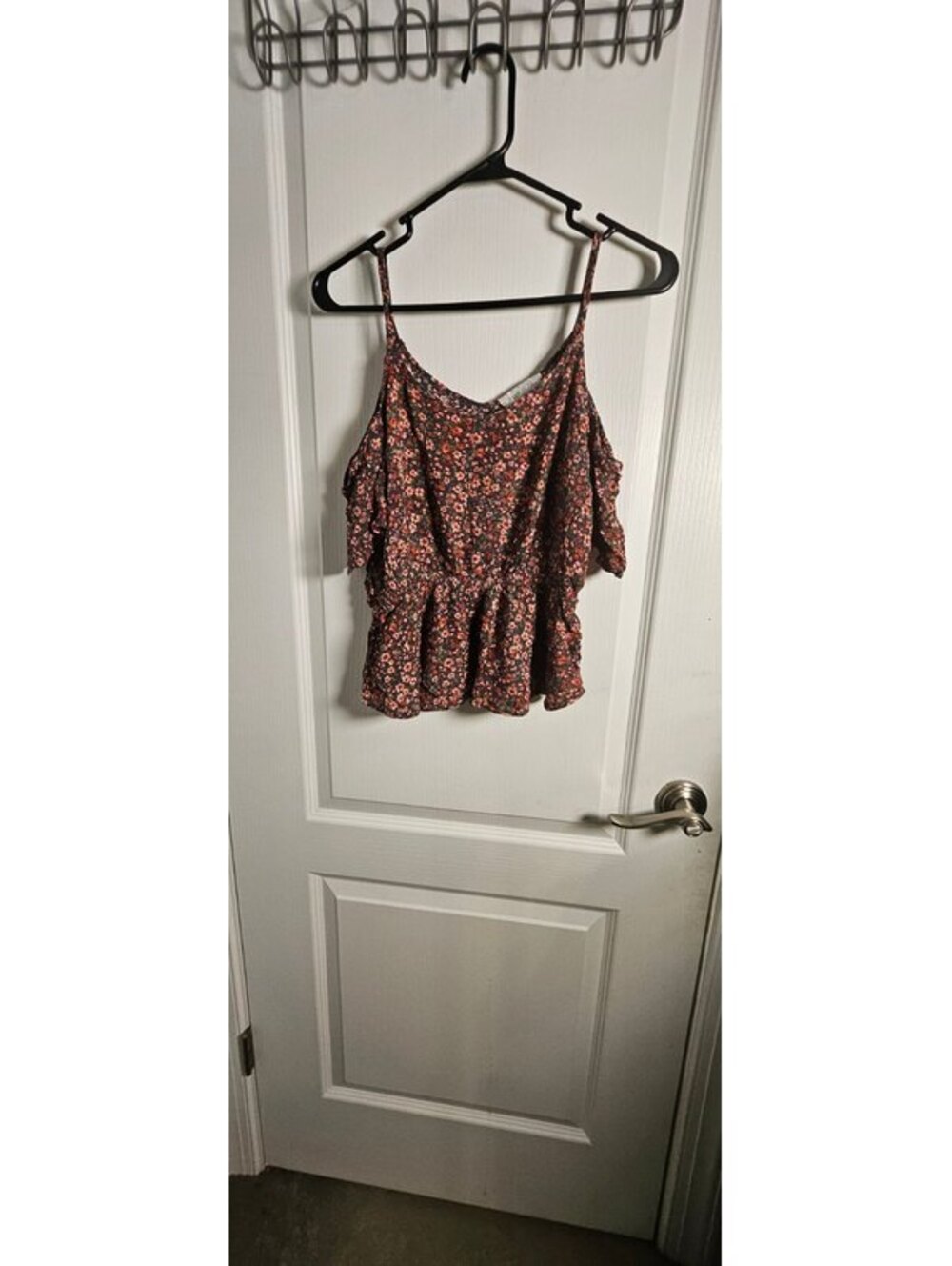 Hippie Rose Floral Cold Shoulder Peplum Top Women’s Medium Boho Blouse